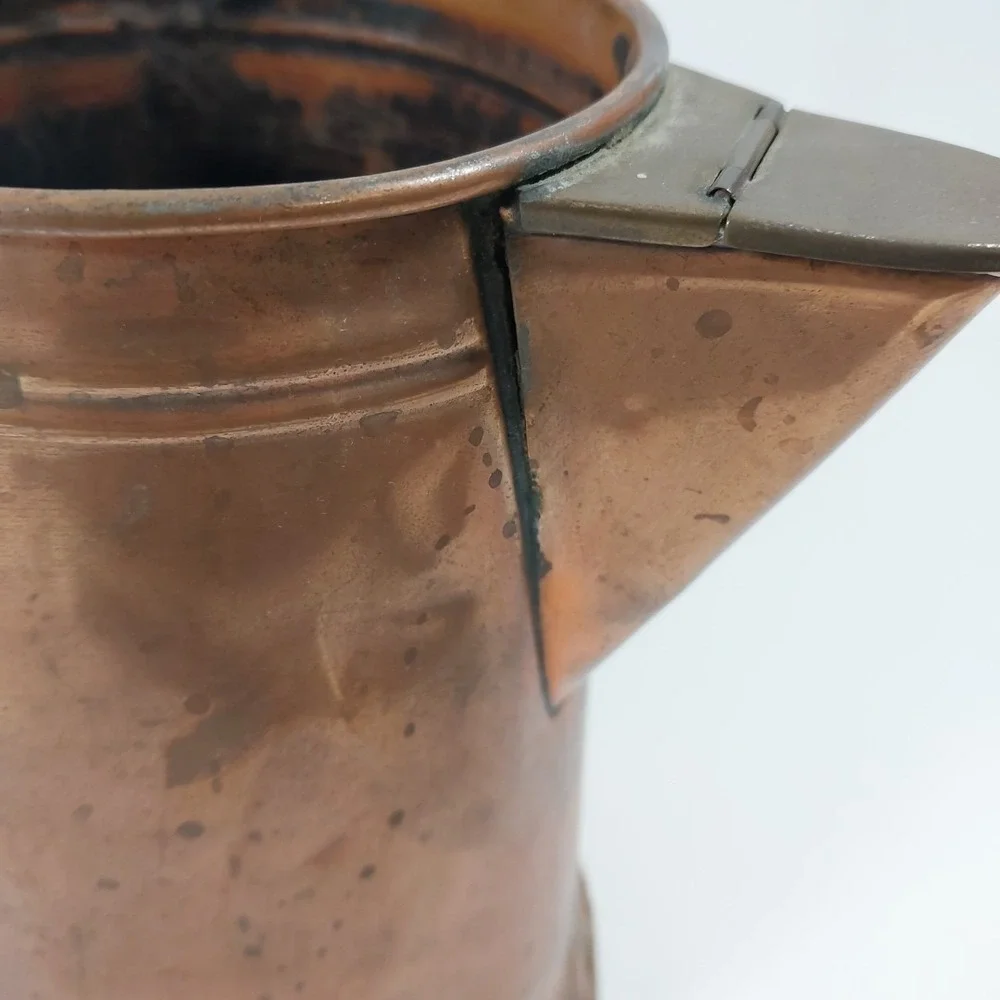 Antique Vintage Wood‎ Handle Copper Coffee Pot